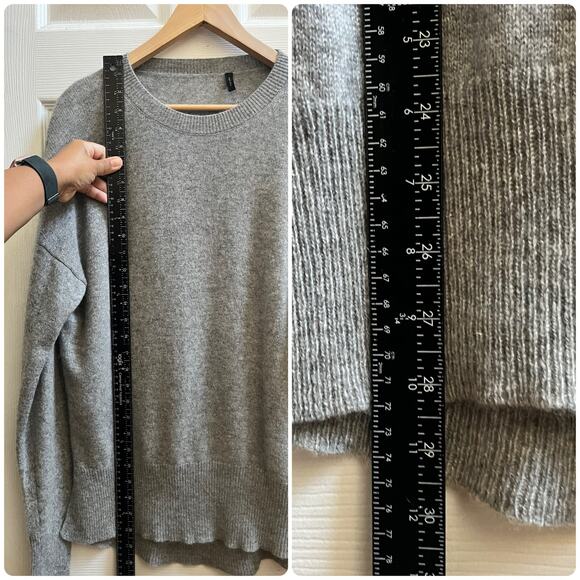 Theory Karenia L Gray Cashmere Crew Neck Pullover Sweater Size XL Lightweight - Picture 12 of 14